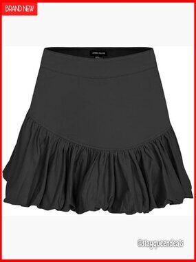 Bubble Mini Skirt High Waist Ruffle Hem A-Line Summer Puffy Skirt